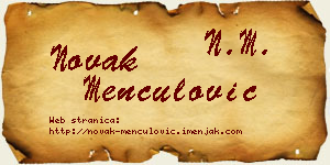 Novak Menčulović vizit kartica